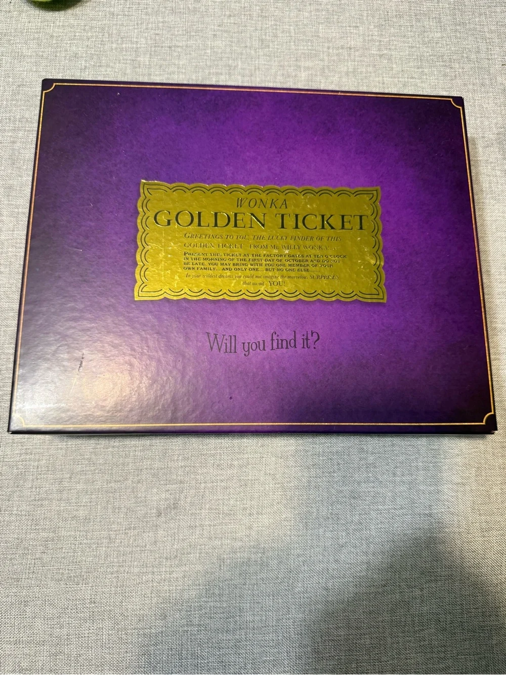 Golden Ticket Wall Art - Purple and Gold Decorative Plaque